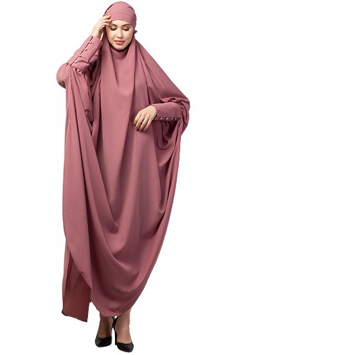  Long cuff ready to wear Jilbab in one piece- Mauve